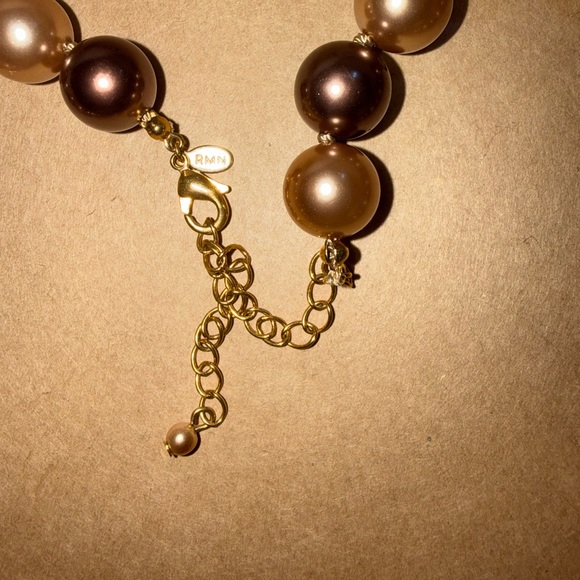Roma Brown And Gold Faux Pearl Necklace - Picture 10 of 10
